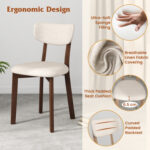 5-Piece Dining Table Set for 4 with Rubber Wood Frame and Padded Set - Image 7