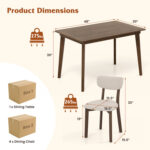 5-Piece Dining Table Set for 4 with Rubber Wood Frame and Padded Set - Image 4