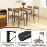5-Piece Industrial Dining Table Set for 4 for Small Place Apartment - Image 7