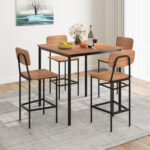 5 Pieces Industrial Dining Table Set with Counter Height Table and 4 Bar Stools - Image 2