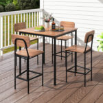 5 Pieces Industrial Dining Table Set with Counter Height Table and 4 Bar Stools - Image 3