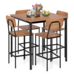 5 Pieces Industrial Dining Table Set with Counter Height Table and 4 Bar Stools - Image 4