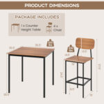 5 Pieces Industrial Dining Table Set with Counter Height Table and 4 Bar Stools - Image 5