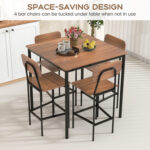 5 Pieces Industrial Dining Table Set with Counter Height Table and 4 Bar Stools - Image 6