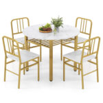 5-Piece Round Dining Table Set with Storage Shelf for Dining Room - Image 4