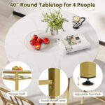 5-Piece Round Dining Table Set with Storage Shelf for Dining Room - Image 8