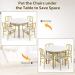 5-Piece Round Dining Table Set with Storage Shelf for Dining Room - Image 9