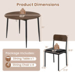 5-Piece Round Kitchen Table Set with Drop Leaf Tabletop and 4 Upholstered Dining Chairs - Image 5