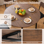 5-Piece Round Kitchen Table Set with Drop Leaf Tabletop and 4 Upholstered Dining Chairs - Image 6