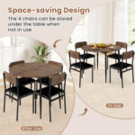 5-Piece Round Kitchen Table Set with Drop Leaf Tabletop and 4 Upholstered Dining Chairs - Image 7