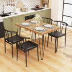5-Piece Space-saving Dining Table Set Industrial Rectangular Kitchen Table and 4 Armless Chairs - Image 2