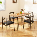 5-Piece Space-saving Dining Table Set Industrial Rectangular Kitchen Table and 4 Armless Chairs - Image 3
