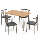 5-Piece Space-saving Dining Table Set Industrial Rectangular Kitchen Table and 4 Armless Chairs