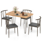 5-Piece Space-saving Dining Table Set Industrial Rectangular Kitchen Table and 4 Armless Chairs - Image 4
