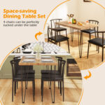 5-Piece Space-saving Dining Table Set Industrial Rectangular Kitchen Table and 4 Armless Chairs - Image 10