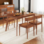 5 Piece Wood Dining Table Set with Rubber Wood Frame and 4 Chairs - Image 2