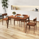 5 Piece Wood Dining Table Set with Rubber Wood Frame and 4 Chairs - Image 3