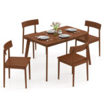 5 Piece Wood Dining Table Set with Rubber Wood Frame and 4 Chairs - Image 4