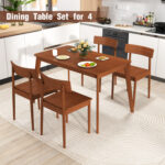 5 Piece Wood Dining Table Set with Rubber Wood Frame and 4 Chairs - Image 6