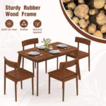 5 Piece Wood Dining Table Set with Rubber Wood Frame and 4 Chairs - Image 8