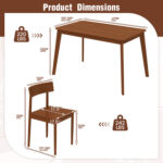5 Piece Wood Dining Table Set with Rubber Wood Frame and 4 Chairs - Image 5