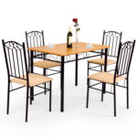 5 Pieces Dining Set Wooden Table and 4 Cushioned Chairs - Image 3