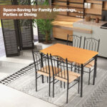 5 Pieces Dining Set Wooden Table and 4 Cushioned Chairs - Image 5