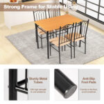 5 Pieces Dining Set Wooden Table and 4 Cushioned Chairs - Image 6