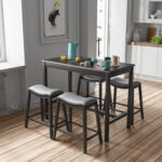 5-Piece Dining Set with 4 Upholstered Stools - Image 2