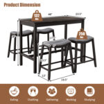 5-Piece Dining Set with 4 Upholstered Stools - Image 4