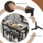 5-Piece Dining Set with 4 Upholstered Stools - Image 5