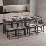 5-Piece Dining Set with 4 Upholstered Stools - Image 7