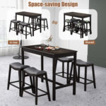 5-Piece Dining Set with 4 Upholstered Stools - Image 9