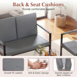 5 Pieces Living Room Set PU Leather Upholstered Sofa Set with 2 Coffee Tables - Image 9