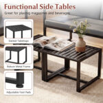 5 Pieces Living Room Set PU Leather Upholstered Sofa Set with 2 Coffee Tables - Image 10