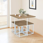 5 Pieces Metal Frame Dining Set with Compact Dining Table and 4 Stools - Image 2