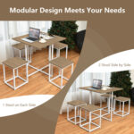 5 Pieces Metal Frame Dining Set with Compact Dining Table and 4 Stools - Image 6