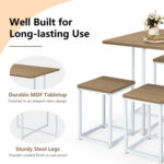 5 Pieces Metal Frame Dining Set with Compact Dining Table and 4 Stools - Image 8