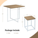 5 Pieces Metal Frame Dining Set with Compact Dining Table and 4 Stools - Image 4