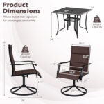 5 Pieces Outdoor Dining Set with 4 Swivel Chairs and 36 Inch Square Patio Table - Image 4
