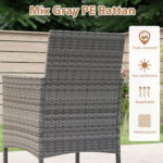 5 Pieces PE Wicker Patio Dining Set Outdoor Acacia Wood Table and Chairs - Image 6