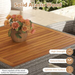 5 Pieces PE Wicker Patio Dining Set Outdoor Acacia Wood Table and Chairs - Image 7