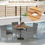 5 Pieces PE Wicker Patio Dining Set Outdoor Acacia Wood Table and Chairs - Image 9