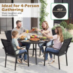 5 Pieces Patio Dining Set for 4 42.5 inch Outdoor Round Metal Table - Image 8