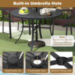 5 Pieces Patio Dining Set for 4 42.5 inch Outdoor Round Metal Table - Image 9