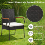5 Pieces Patio Wicker Dining Set with Detachable Cushion and Umbrella Hole - Image 6