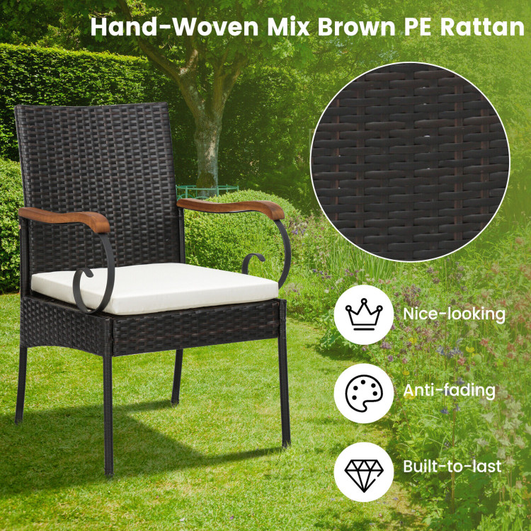 5 Pieces Patio Wicker Dining Set with Detachable Cushion and Umbrella Hole - Image 6