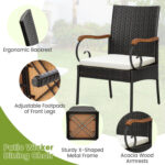 5 Pieces Patio Wicker Dining Set with Detachable Cushion and Umbrella Hole - Image 7
