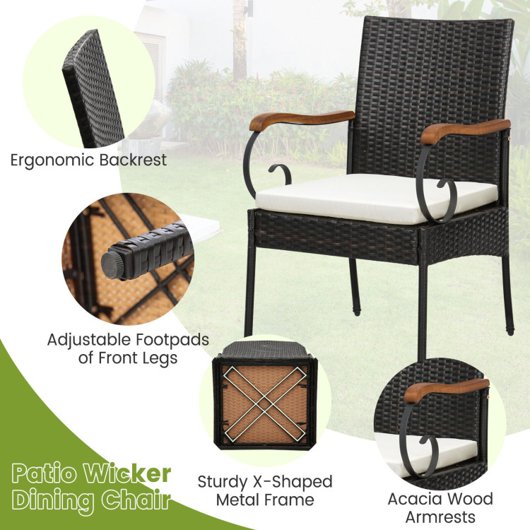 5 Pieces Patio Wicker Dining Set with Detachable Cushion and Umbrella Hole - Image 7