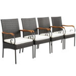 5 Pieces Patio Wicker Dining Set with Detachable Cushion and Umbrella Hole - Image 8